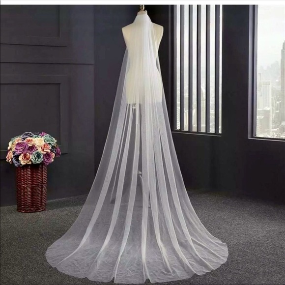 NEW Beautiful 1 tier cathedral length veil main image 6